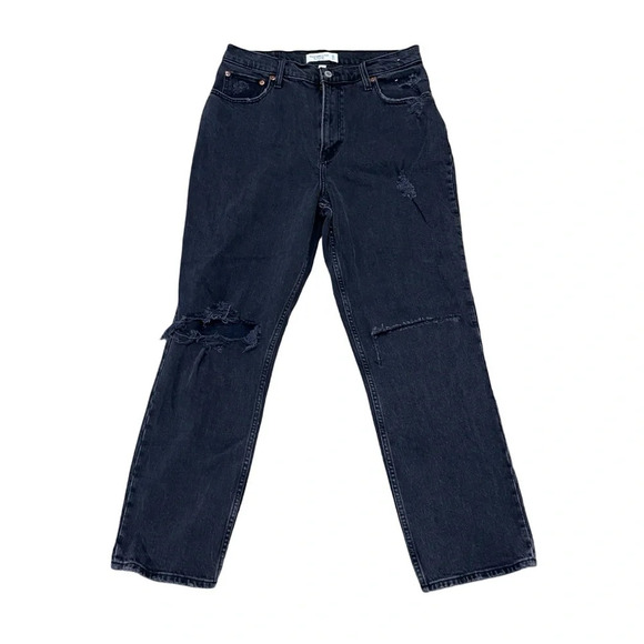 NWT Abercrombie & Fitch Straight Ultra High Rise Curve Love Distressed 31/12S - Picture 1 of 10